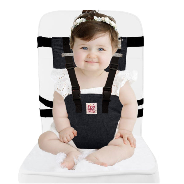 Portable Chair Harness for Toddlers in Black-Five Star Baby Portable High Chair Harness