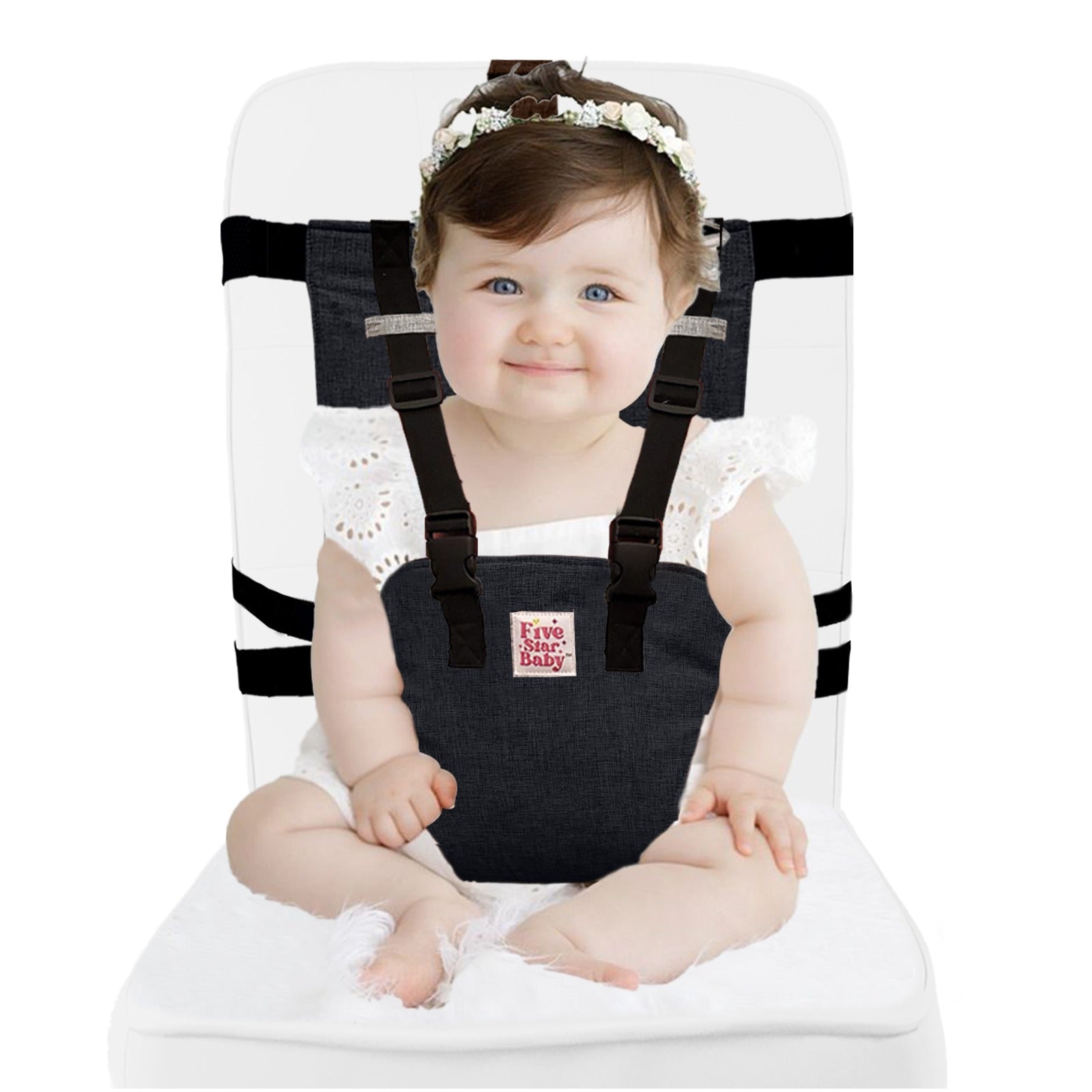 Portable Chair Harness for Toddlers in Black-Five Star Baby Portable High Chair Harness