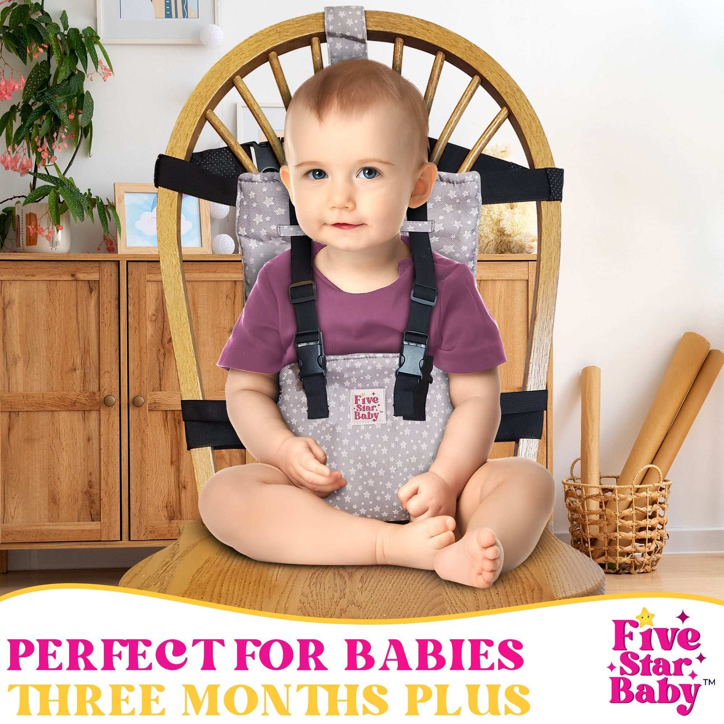 Portable Chair Harness for Toddlers in Black-Five Star Baby Portable High Chair Harness