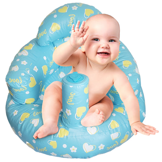 Inflatable Baby Seat, Baby Sit Up Chair for 3-6 Months, Baby Must Haves, Baby Floor Seat with Back Support (Blue)